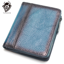 TAUREN Vintage, Retro Handmade Genuine Leather RFID Short Wallet / Purse - £29.50 GBP