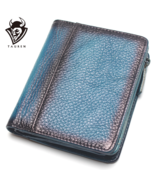 TAUREN Vintage, Retro Handmade Genuine Leather RFID Short Wallet / Purse - £29.08 GBP