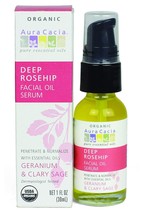 Aura Cacia Organic Deep Rosehip Facial Serum, 1-Ounce, Soothing, Moisture-Preser - £24.04 GBP