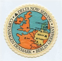 Delta Airlines Paper Coaster Now Serving Copenhagen Denmark Berlin Germany - £13.96 GBP