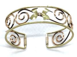 Yellow Rose Gold Filled Krementz Bangle Bow and Spirals Pattern - £35.16 GBP