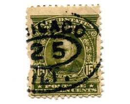US Scott 309 Henry Clay 15c 1903 Olive Stamp Blue Ink Chicago Cancel Used - $5.70