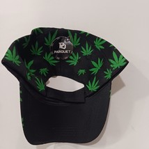 Parquet Marijuana Leaf Men's Back Strap Black Cotton Blend Baseball Cap Hat image 9