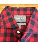 Bonobos Mens Medium Short Flannel Button Down Black Red Slim Fit LUMBERJACK - $467.22 MXN