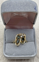 14k Yellow Gold Ladies Modern Design Ring Green Tourmaline &amp; Diamonds Size 4-1/2 - £172.75 GBP