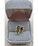 14k Yellow Gold Ladies Modern Design Ring Green Tourmaline &amp; Diamonds Si... - £174.07 GBP