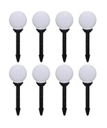 vidaXL Garden Lamp Set of 8 White shiny ball, black tube Tough plastic - €180,97 EUR