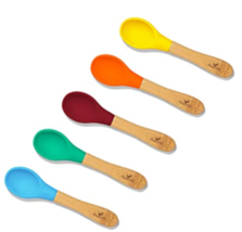 Avanchy Bamboo Baby Spoons Set ( 5 pack ) Blue, Green, Orange, yellow, Magenta - £11.69 GBP