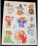 Vintage Sticker Sheet Hallmark Halloween Cute Bears in Costumes 1 Sheet - $4.10 CAD