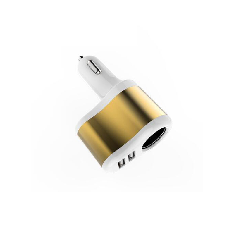 Portable 3-in-1 ABS Car Charger with 2 USB Ports for Phone Pad Navigator