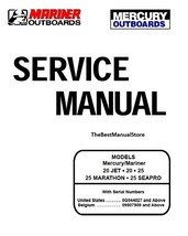 Mercury Mariner 20 Jet 20-25hp 2 Stroke Service Shop &amp; Repair Manual - $12.95+
