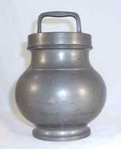 Vintage French Pewter Soup Canister Pail Pot w/ Screw-on Lid Having Top Handle - £76.64 GBP