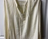 American Rag Long Sleeved V Neck Blouse Womens Large Cream Gold Ties in ... - $12.99