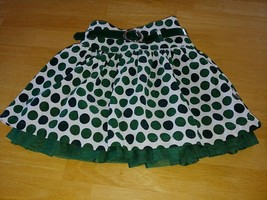 THE CHILDRENS PLACE GIRLS WHITE W/GREEN POLKA DOTS CORDUROY SKIRT W/BELT... - £6.13 GBP