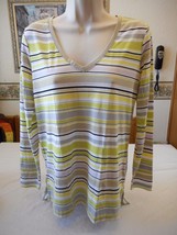 Women&#39;s Petite Liz Claiborne Citrus Squeeze Long Sleeve Shirt Size PS NEW - £16.35 GBP