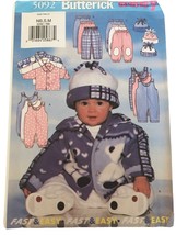 Butterick Sewing Pattern 5092 Baby Jacket Jumpsuit Pants Hat Winter Outfit Easy - £3.94 GBP