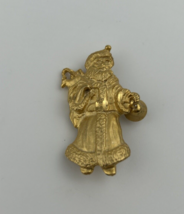 Vintage Brooch  Christmas Santa Pin Goldtone Marked USA - $9.50