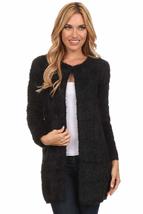 High Secret Women&#39;s Black Faux Fur Open Sweater (Large) - £57.65 GBP+