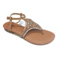 Pierre Dumas Rosetta 10 Whipstitch Thong Casual Sandals Womens Size 9 Natural - $14.60