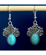 AZZ Darling Dangles” 2” Turquoise &amp; Silver Earrings - £29.46 GBP