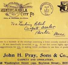 John Pray Carpets Upholstery 1894 Advertisement Victorian Monongahela PA... - $14.99