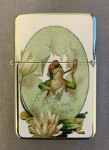 Vintage Frog Christmas Image Flip Top Dual Torch Lighter Wind Resistant - $16.78