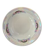 Vintage German Porcelain Bowl Iridescent Luster Rim Pink Roses Cottageco... - $23.40