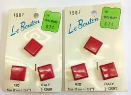 Lot 6 Le Bouton Square Buttons Red Size 3/4 inch Italy Style 1907 Vintag... - £6.24 GBP