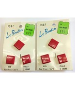 Lot 6 Le Bouton Square Buttons Red Size 3/4 inch Italy Style 1907 Vintag... - £6.38 GBP