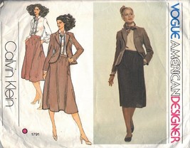 Vogue Pattern 1791 Misses’ Size 12 Jacket Blouse Skirt Calvin Klein - £3.97 GBP