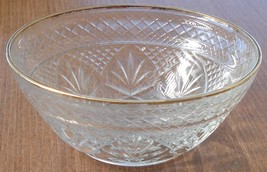Nice Gently Used Pressed Glass Bowl Gold Trim Very Good Condition Pretty Pattern - £11.72 GBP