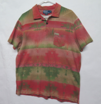 Vtg 90s Polo Ralph Lauren Southwest Aztec Indian Polo Shirt Red Green XL RRL - £54.94 GBP