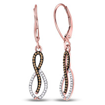 10kt Rose Gold Womens Round Red Color Enhanced Diamond Dangle Earrings 1... - £327.58 GBP