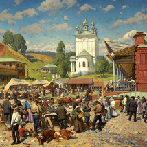 Art Giclee Printed Oil Painting Print Bazaar in the early th century Canvas - $12.19+