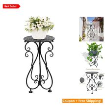 Sturdy 17-Inch Heavy-Duty Metal Plant Stand for Indoor and Outdoor Elegance - $42.52
