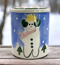 Cookie Keeper Candy Jar Canister Ceramic Christmas Holiday Snowman Winte... - £15.20 GBP
