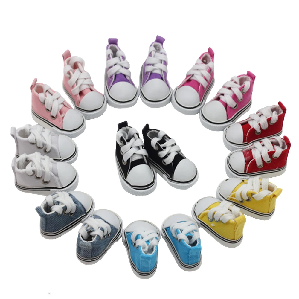 9color Assorted 5cm Canvas Shoes For BJD Doll Fashion Mini Toy Shoes Sneaker Bjd - £9.54 GBP