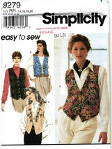 1996 Misses' Unlined Vests Simplicity Pattern 9279 Sizes 14-20 Uncut - $12.00