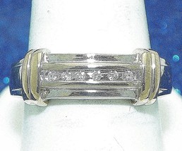 Mens 1/20 ct Diamond Band Ring REAL Solid 14 k White Gold 6.7 g Size 10 - £324.18 GBP