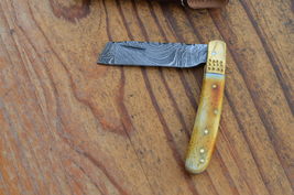 vintage real handmade damascus steel folding knife 5496 - $45.00