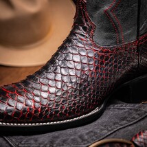 MISSOURI Genuine Snake Skin Cowboy Boot from the Western Collection BlackCherry image 9