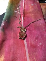 Silk scarf and owl necklace set,real pressef flower resin necklace, handmade gif - £20.09 GBP