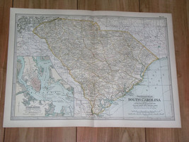 1897 Antique Dated Map Of South Carolina / Charleston - £23.00 GBP