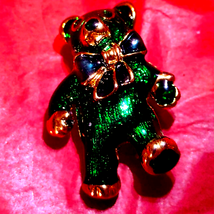 Green vintage teddy bear with a blue bow~Cutest teddy bear I&#39;ve ever seen! - £18.93 GBP