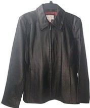 Worthington Womens Black Leather Zip-Up Jacket Coat Large with Liner RN93677 - £37.30 GBP