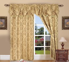 Penelopie Gold, 54 By 84-Inch Elegant Comfort Jacquard Look Curtain, Set Of 2. - £33.67 GBP