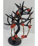 VTG Beaded Ladies Necklace Chunky Ethnic Boho Wood Acrylic Faceted Beads... - $457.69 MXN