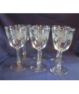 Vintage Etched Flowers Wine  or water glasses Lot  Of  6 MCM - $50.00