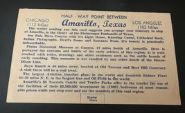 1950&#39;s Postcard - Visit Amarillo Texas Halfway Point  - $3.50