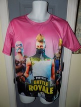 Fortnite Battle Royale Pink Short Sleeve Shirt Size M Men&#39;s EUC - £15.71 GBP